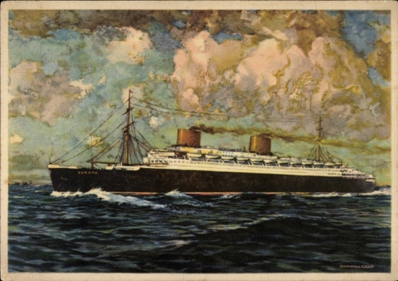 Artist Postcard Graf, G., Steamer Europa, North German Lloyd Bremen