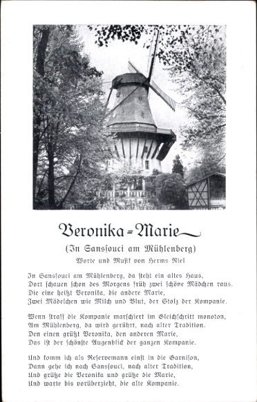 Lied Ak Veronika Marie, Alte Windmühle in Sanssouci am Mühlenberg, Herms Niel