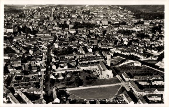 Postcard Pirmasens am Palatinate Forest, aerial photograph