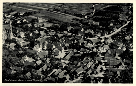 Ak Rheinbischofsheim Rheinau in Baden, Luftaufnahme