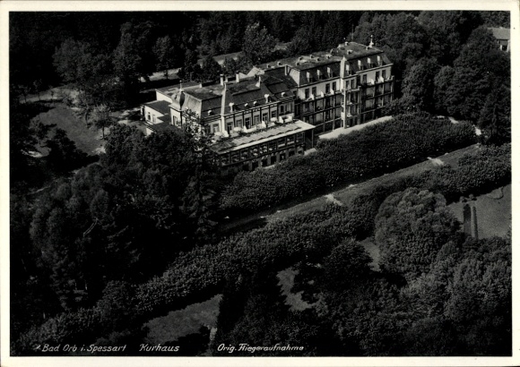 Postcard Bad Orb in Spessart Hesse, view of Kurhaus, aerial photograph, architecture
