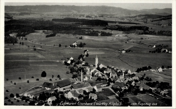 Postcard Eisenharz Argenbühl in Allgäu, aerial photograph