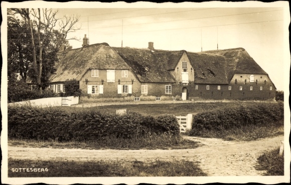 Postcard Niebüll in North Frisia, Gottesberg, thatched roof house