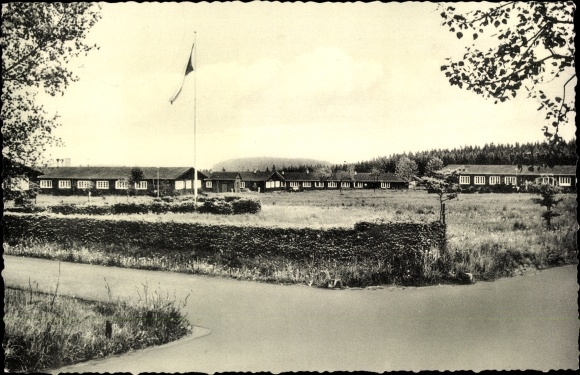 Postcard Emmerzhausen in the Westerwald, Stegskopf camp, barracks
