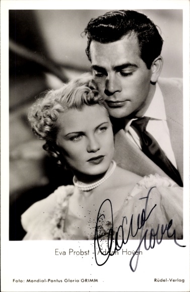 Postcard actor Adrian Hoven, actress Eva Probst, I lost my heart in Heidelberg