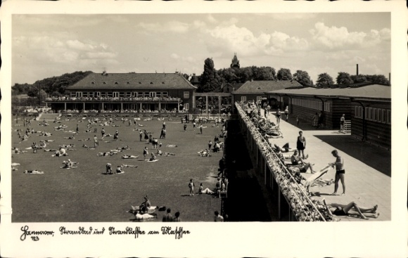 Postcard Hannover in Lower Saxony, lido and beach halls
