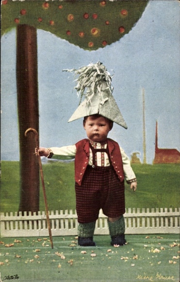 Ak Käthe Kruse pop, papieren hoedje