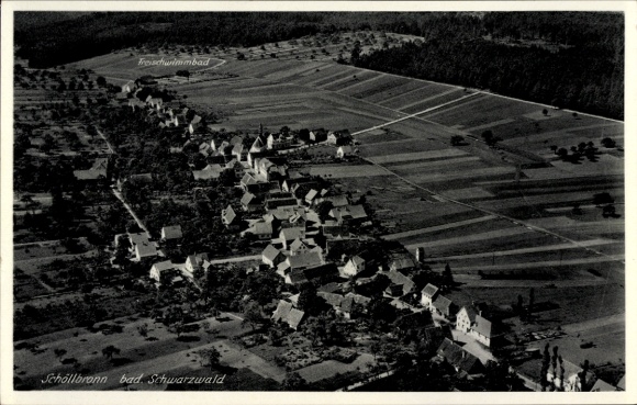 Postcard Schöllbronn Ettlingen in Baden, aerial photograph