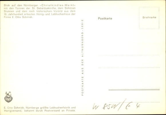 Postcard Nuremberg in Middle Franconia, Christkindles-Markt, St. Sebalduskirche, Schöner Brunnen