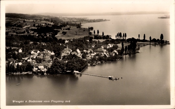 Postcard Deuchelried Wangen im Allgäu, overall view from the airplane