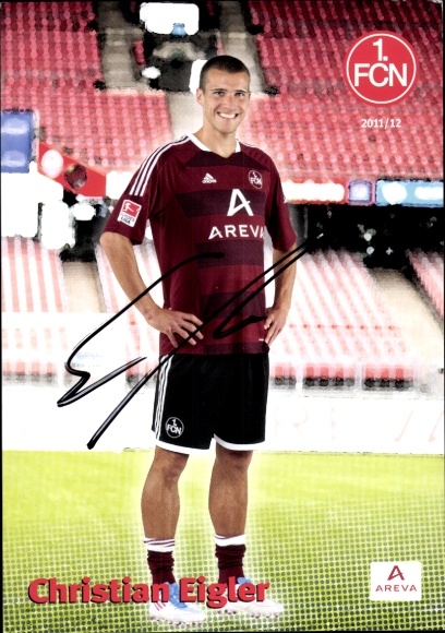 Autograph card footballer Christian Eigler, 1. FC Nuremberg, autograph