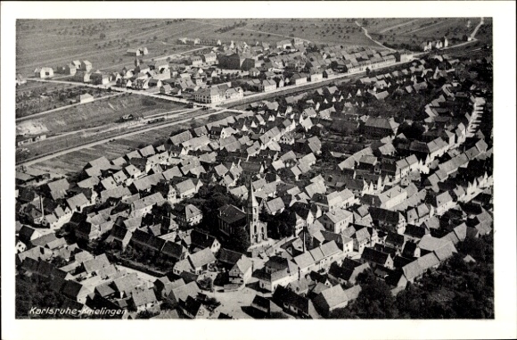 Postcard Knielingen Karlsruhe in Baden Württemberg, view of the town, aerial photograph