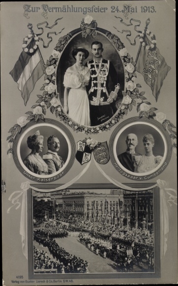 Ak Herzog Ernst August von Braunschweig, Prinzessin Victoria Luise von Preußen, Vermählung 1913