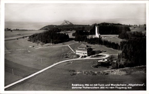 Ak Onstmettingen Albstadt in Württemberg, Hoher Raichberg, Nägelehaus, Fliegeraufnahme