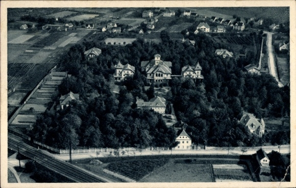 Postcard Coswig in Saxony, aerial photograph of the Lindenhof sanatorium of the LVA Saxony