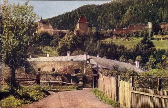Postcard Friesach in Carinthia, ruin Petersberg
