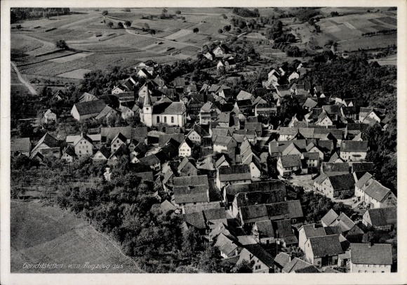 Postcard Gerichtstetten Hardheim in the Odenwald, aerial photograph