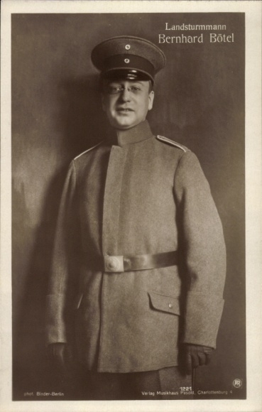Ak Schauspieler und Opernsänger Bernhard Bötel, Portrait als Landsturmmann, Uniform