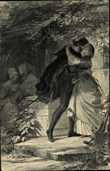 Kunstenaar Ak v. Kreling, A., Goethe's Faust, Margarete, Tuinhuis