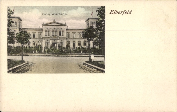 Postcard Elberfeld Wuppertal, Zoological Garden, buildings, trees, street