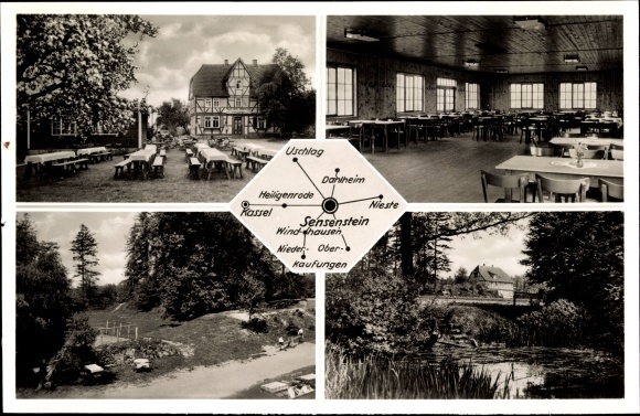 Postcard Nieste Hessen, district youth home Sensenstein, town views