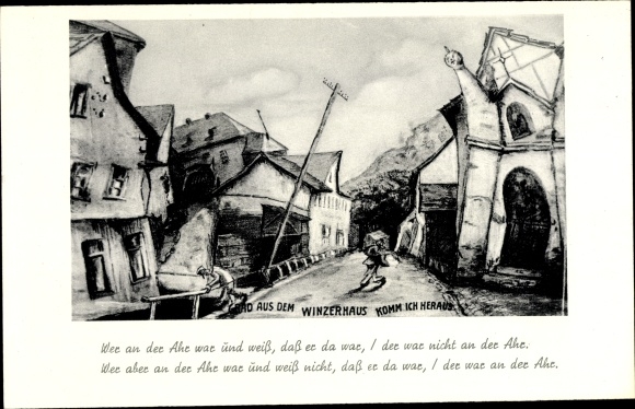 Wirtshaus poem Postcard Sinzig am Rhein, drunk, winegrower&#39;s house, who was on the Ahr