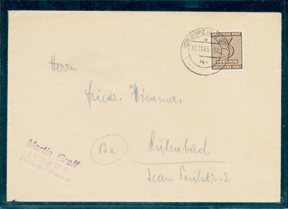 Michel No. 126Xb dark ochre brown! on cover, OPD West Saxony, certified Dr. Jasch BPP