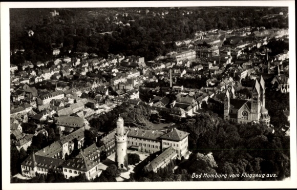 Postcard Bad Homburg vor der Höhe Hesse, aerial photograph of city view, aircraft photograph