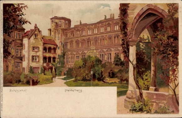 Artist Chromo-Litho Münch, C., Heidelberg am Neckar, Schlosshof