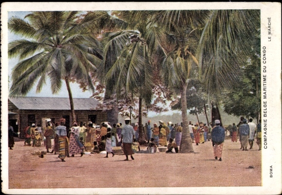 Ak Boma Belgisch Congo DR Congo Zaïre, Markt