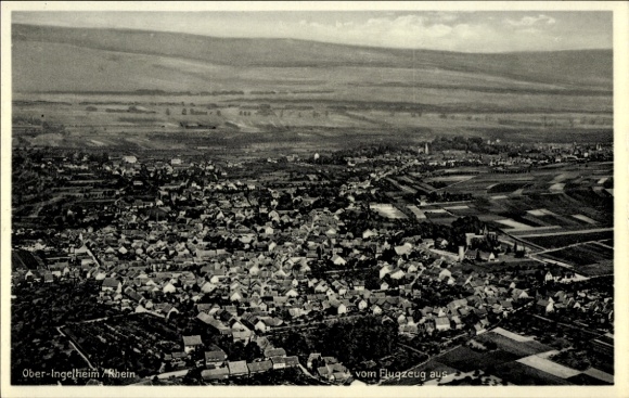 Postcard Ober Ingelheim am Rhein, aerial photograph
