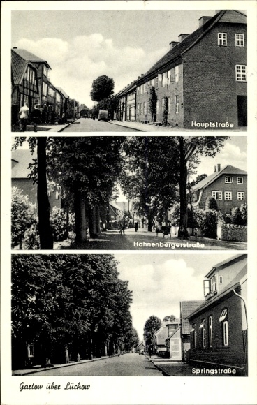 Ak Gartow im Wendland, Hauptstraße, Hahnenbergerstraße, Springstraße
