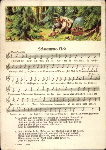Song Postcard Sponge song, the sun rises early, and it&#39;s Watter aah schie, Wilhelm Vogel, Erzgebirge
