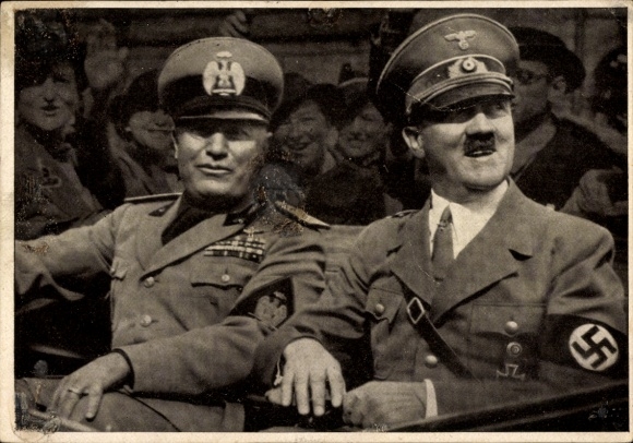 Postcard Führer and Reich Chancellor Adolf Hitler, Benito Mussolini, State Meeting, Men of the Time 126