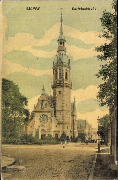 Ak Aachen,  Christuskirche,  Architektur, Straßenansicht