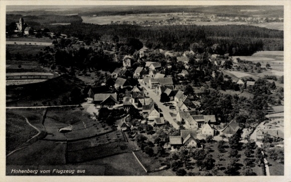 Postcard Hohenberg in Germany, aerial photograph
