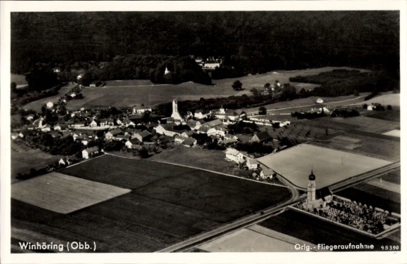 Postcard Winhöring in Upper Bavaria, aerial photograph