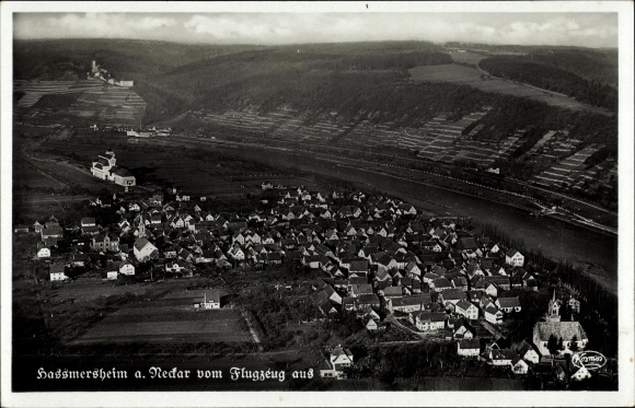 PC Hassmersheim Hassmersheim am Neckar, total view, aerial photograph