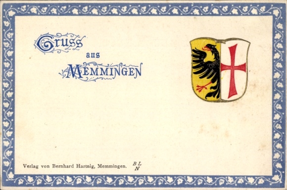 Embossed coat of arms Postcard Memmingen in Swabia