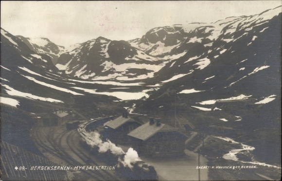 Postcard Myrdal Norwegen, Bergensbanen, Station