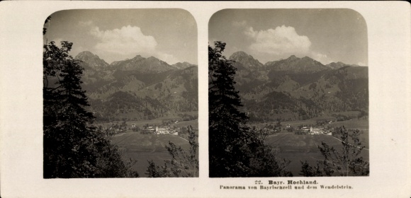 Stereo photo Bayrischzell in the Mangfall Mountains Upper Bavaria, panorama, Wendelstein, Bavarian highlands