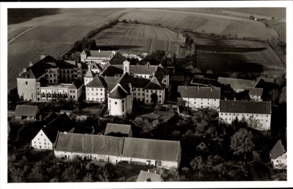 Postcard Sießen Saulgau Allmannsweiler, Institute Kloster Siessen, aerial photograph