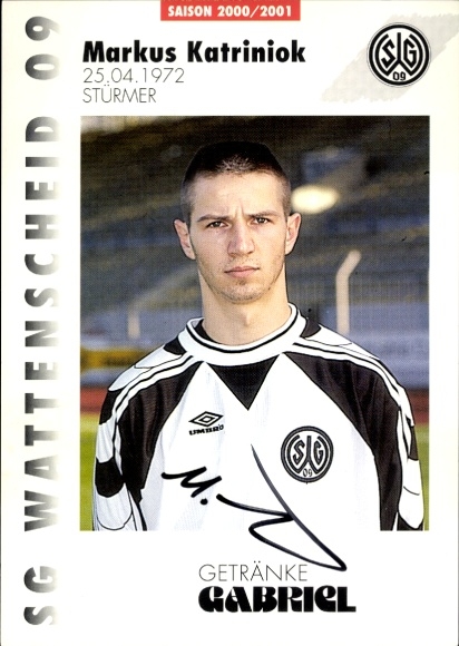 Autograph card footballer Markus Katriniok, SG Wattenscheid 09, autograph