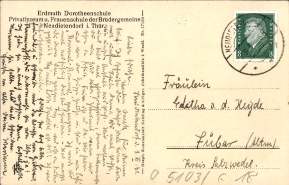 Ak Neudietendorf in Thüringen, Erdmuth Dorotheenschule, Frauenschule der Brüdergemeine