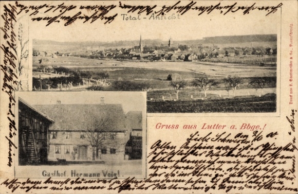 Postcard Lutter am Barenberge Lower Saxony, Panorama, Gasthof Hermann Voigt