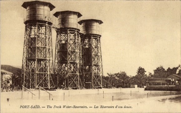 Postcard Port Said Egypt, French Water Reservoir