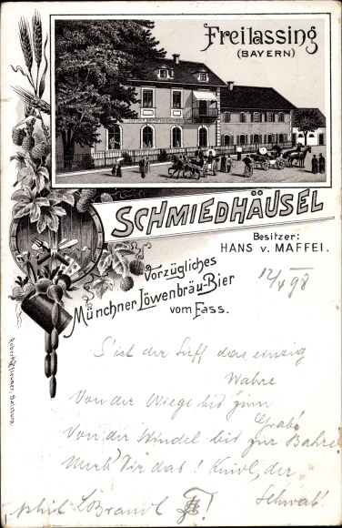 Chromo-Litho Freilassing in Upper Bavaria, Inn Schmiedhäusel