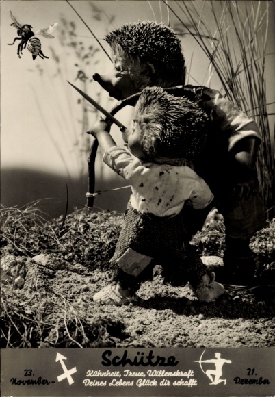 Ak Mecki de Egel, sterrenbeeld Boogschutter, 23 november tot 21 december