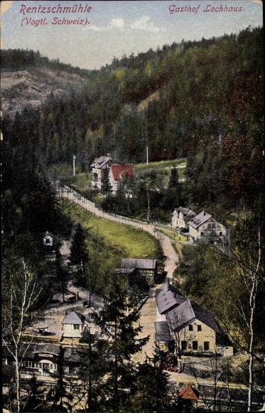 Postcard Rentzschmühle Pöhl in the Vogtland, Gasthof Lochhaus