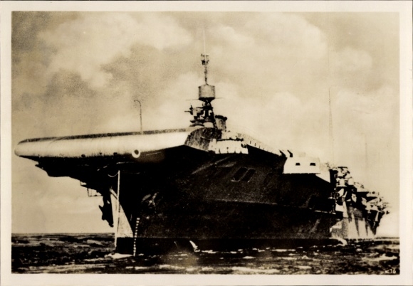 Photo of British warship, HMS Illustrious, aircraft carrier, January 1941